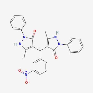 5-methyl-4-[(5-methyl-3-oxo-2-phenyl-1H-pyrazol-4-yl)-(3-nitrophenyl)methyl]-2-phenyl-1H-pyrazol-3-one