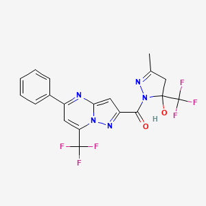 [5-Hydroxy-3-methyl-5-(trifluoromethyl)-4,5-dihydropyrazol-1-yl]-[5-phenyl-7-(trifluoromethyl)pyrazolo[1,5-a]pyrimidin-2-yl]methanone