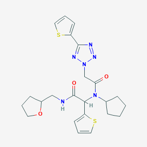 2-[cyclopentyl-[1-oxo-2-(5-thiophen-2-yl-2-tetrazolyl)ethyl]amino]-N-(2-oxolanylmethyl)-2-thiophen-2-ylacetamide