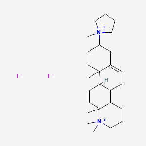molecular formula C26H46I2N2 B12297809 1,1,10a,12a-tetramethyl-8-(1-methylpyrrolidin-1-ium-1-yl)-3,4,4a,4b,5,7,8,9,10,10b,11,12-dodecahydro-2H-naphtho[2,1-f]quinolin-1-ium;diiodide 