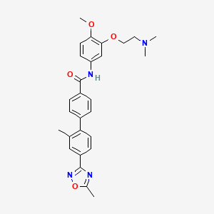 B1229785 N-[3-[2-(dimethylamino)ethoxy]-4-methoxyphenyl]-4-[2-methyl-4-(5-methyl-1,2,4-oxadiazol-3-yl)phenyl]benzamide CAS No. 170230-39-4