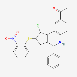 1-[1-chloro-2-[(2-nitrophenyl)thio]-4-phenyl-2,3,3a,4,5,9b-hexahydro-1H-cyclopenta[c]quinolin-8-yl]ethanone