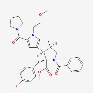 methyl (2R,3R,6R)-4-benzoyl-3-[(4-fluorophenyl)methyl]-9-(2-methoxyethyl)-10-(pyrrolidine-1-carbonyl)-4,9-diazatricyclo[6.3.0.02,6]undeca-1(8),10-diene-3-carboxylate