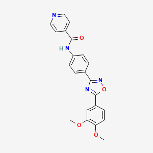 molecular formula C22H18N4O4 B1229810 N-[4-[5-(3,4-dimethoxyphenyl)-1,2,4-oxadiazol-3-yl]phenyl]-4-pyridinecarboxamide 