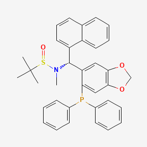 molecular formula C35H34NO3PS B12298167 (R)-N-((R)-(6-(Diphenylphosphanyl)benzo[d][1,3]dioxol-5-yl)(naphthalen-1-yl)methyl)-N,2-dimethylpropane-2-sulfinamide 