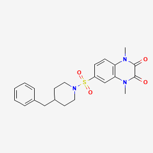 molecular formula C22H25N3O4S B1229840 1,4-Dimethyl-6-[[4-(phenylmethyl)-1-piperidinyl]sulfonyl]quinoxaline-2,3-dione 
