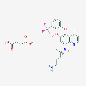 molecular formula C27H32F3N3O6 B1229858 butanedioic acid;4-N-[6-methoxy-4-methyl-5-[3-(trifluoromethyl)phenoxy]quinolin-8-yl]pentane-1,4-diamine CAS No. 80065-56-1