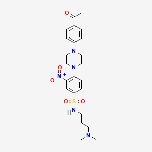 molecular formula C23H31N5O5S B1229867 4-[4-(4-acetylphenyl)-1-piperazinyl]-N-[3-(dimethylamino)propyl]-3-nitrobenzenesulfonamide 