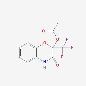 molecular formula C11H8F3NO4 B1229878 3-oxo-2-(trifluoromethyl)-3,4-dihydro-2H-1,4-benzoxazin-2-yl acetate 