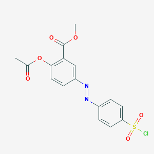 molecular formula C16H13ClN2O6S B122991 5-[[p-(Chlorosulfonyl)phenyl]azo]salicylic Acid Methyl Ester Acetate CAS No. 34265-47-9