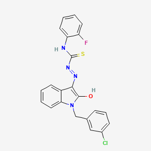 1-[[1-[(3-Chlorophenyl)methyl]-2-oxo-3-indolylidene]amino]-3-(2-fluorophenyl)thiourea