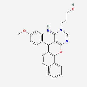 3-[8-imino-7-(4-methoxyphenyl)-7H-benzo[7,8]chromeno[2,3-d]pyrimidin-9(8H)-yl]propan-1-ol