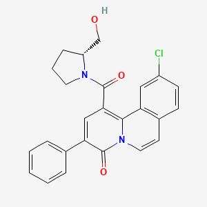molecular formula C25H21ClN2O3 B1229972 (R)-10-Chloro-1-(2-(hydroxymethyl)pyrrolidine-1-carbonyl)-3-phenyl-4H-pyrido[2,1-a]isoquinolin-4-one CAS No. 104604-66-2