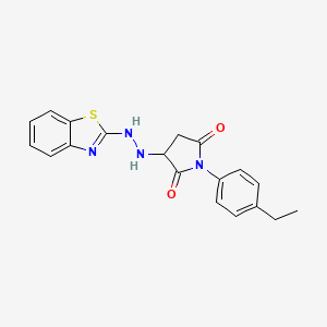 molecular formula C19H18N4O2S B1229989 3-[2-(1,3-Benzothiazol-2-yl)hydrazinyl]-1-(4-ethylphenyl)pyrrolidine-2,5-dione 