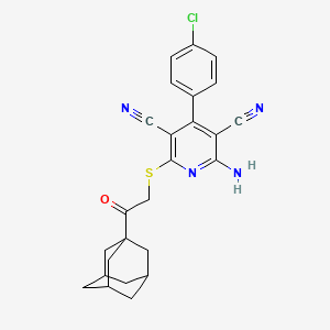 molecular formula C25H23ClN4OS B1229992 2-[[2-(1-Adamantyl)-2-oxoethyl]thio]-6-amino-4-(4-chlorophenyl)pyridine-3,5-dicarbonitrile 