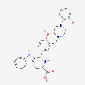 molecular formula C30H31FN4O3 B1229996 1-[3-[[4-(2-fluorophenyl)piperazin-1-yl]methyl]-4-methoxyphenyl]-2,3,4,9-tetrahydro-1H-pyrido[3,4-b]indole-3-carboxylic acid CAS No. 874374-25-1