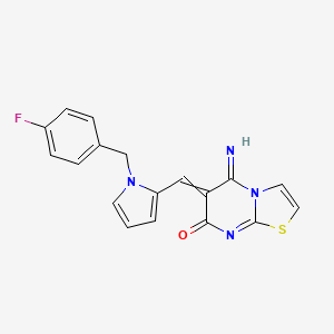 molecular formula C18H13FN4OS B1230000 6-[[1-[(4-Fluorophenyl)methyl]-2-pyrrolyl]methylidene]-5-imino-7-thiazolo[3,2-a]pyrimidinone 