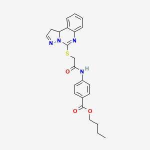 molecular formula C23H24N4O3S B1230008 4-[[2-(1,10b-Dihydropyrazolo[1,5-c]quinazolin-5-ylthio)-1-oxoethyl]amino]benzoic acid butyl ester 