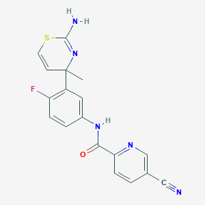 molecular formula C18H14FN5OS B12300098 N-[3-(2-amino-4-methyl-1,3-thiazin-4-yl)-4-fluorophenyl]-5-cyanopyridine-2-carboxamide 