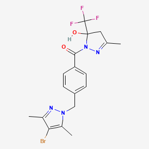 molecular formula C18H18BrF3N4O2 B1230018 [4-[(4-bromo-3,5-dimethyl-1-pyrazolyl)methyl]phenyl]-[5-hydroxy-3-methyl-5-(trifluoromethyl)-4H-pyrazol-1-yl]methanone 