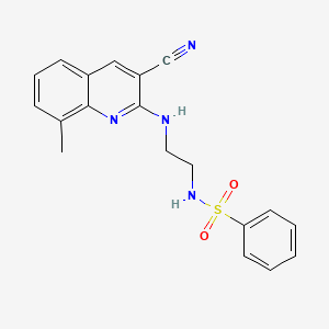 molecular formula C19H18N4O2S B1230050 N-[2-[(3-cyano-8-methyl-2-quinolinyl)amino]ethyl]benzenesulfonamide 