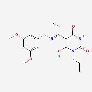 molecular formula C19H23N3O5 B1230059 5-[1-[(3,5-Dimethoxyphenyl)methylamino]propylidene]-1-prop-2-enyl-1,3-diazinane-2,4,6-trione 