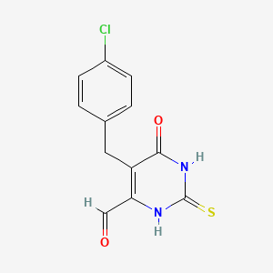 molecular formula C12H9ClN2O2S B1230072 2-Mercapto-5-(4-chlorobenzyl)orotic aldehyde CAS No. 31349-81-2
