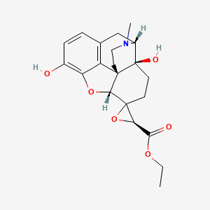 molecular formula C21H25NO6 B1230075 Ethyl (2'S,4R,4aS,7aR,12bS)-4a,9-dihydroxy-3-methylspiro[2,4,5,6,7a,13-hexahydro-1H-4,12-methanobenzofuro[3,2-e]isoquinoline-7,3'-oxirane]-2'-carboxylate CAS No. 96453-66-6