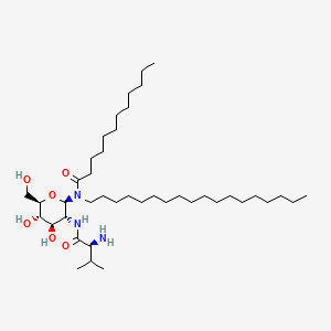molecular formula C41H81N3O6 B1230092 (S)-N-(2-((2-Amino-3-methyl-1-oxobutyl)amino)-2-deoxy-beta-D-glucopyranosyl)-N-octadecyldodecanamide CAS No. 113467-48-4