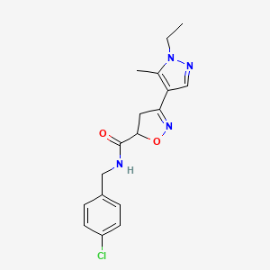 N-[(4-chlorophenyl)methyl]-3-(1-ethyl-5-methyl-4-pyrazolyl)-4,5-dihydroisoxazole-5-carboxamide