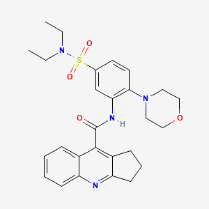 molecular formula C27H32N4O4S B1230108 N-[5-(diethylsulfamoyl)-2-(4-morpholinyl)phenyl]-2,3-dihydro-1H-cyclopenta[b]quinoline-9-carboxamide 