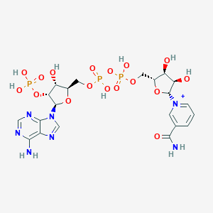 molecular formula C21H29N7O17P3+ B123011 NADP nicotinamide-adenine-dinucleotide phosphate CAS No. 141442-04-8
