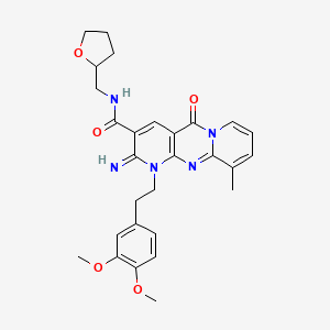 molecular formula C28H31N5O5 B1230122 1-[2-(3,4-dimethoxyphenyl)ethyl]-2-imino-10-methyl-5-oxo-N-(2-oxolanylmethyl)-3-dipyrido[3,4-c:1',2'-f]pyrimidinecarboxamide 