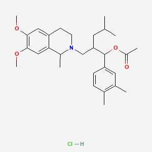[2-[(6,7-dimethoxy-1-methyl-3,4-dihydro-1H-isoquinolin-2-yl)methyl]-1-(3,4-dimethylphenyl)-4-methylpentyl] acetate;hydrochloride