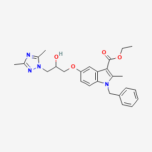 molecular formula C26H30N4O4 B1230153 5-[3-(3,5-Dimethyl-1,2,4-triazol-1-yl)-2-hydroxypropoxy]-2-methyl-1-(phenylmethyl)-3-indolecarboxylic acid ethyl ester 