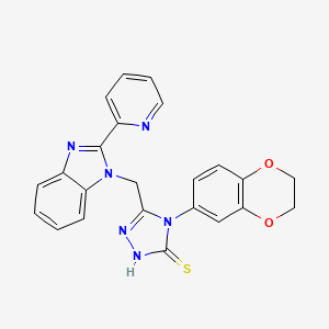 molecular formula C23H18N6O2S B1230167 4-(2,3-dihydro-1,4-benzodioxin-6-yl)-3-[[2-(2-pyridinyl)-1-benzimidazolyl]methyl]-1H-1,2,4-triazole-5-thione 