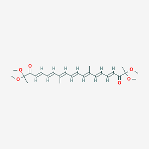 molecular formula C26H36O6 B123018 2,2,19,19-Tetramethoxy-8,13-dimethyl-4,6,8,10,12,14,16-eicosaheptaene-3,18-dione CAS No. 141290-93-9
