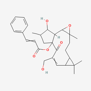 molecular formula C29H36O6 B1230182 [16-Hydroxy-11-(hydroxymethyl)-4,8,8,15-tetramethyl-12-oxo-3-oxatetracyclo[11.3.0.02,4.07,9]hexadec-10-en-13-yl] 3-phenylprop-2-enoate 
