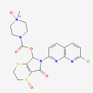 molecular formula C20H20ClN5O5S2 B1230189 [6-(7-chloro-1,8-naphthyridin-2-yl)-4,5-dioxo-3,7-dihydro-2H-[1,4]dithiino[2,3-c]pyrrol-7-yl] 4-methyl-4-oxidopiperazin-4-ium-1-carboxylate CAS No. 94342-73-1