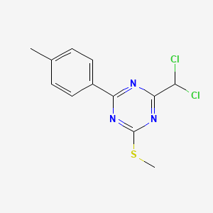 molecular formula C12H11Cl2N3S B1230242 2-(Dichloromethyl)-4-(4-methylphenyl)-6-(methylthio)-1,3,5-triazine 