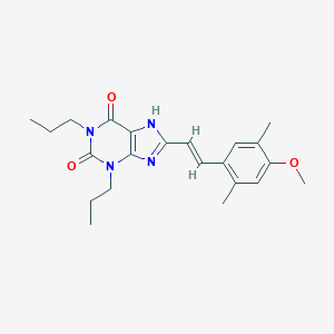 molecular formula C22H28N4O3 B123025 (E)-8-(4-Methoxy-2,5-dimethylstyryl)-1,3-dipropylxanthine CAS No. 151539-37-6
