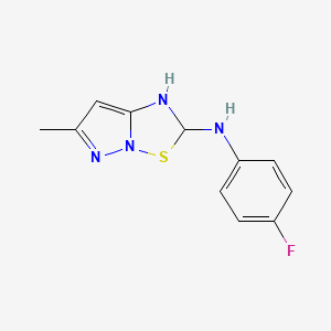 molecular formula C11H11FN4S B1230269 N-(4-fluorophenyl)-6-methyl-1,2-dihydropyrazolo[1,5-b][1,2,4]thiadiazol-2-amine 