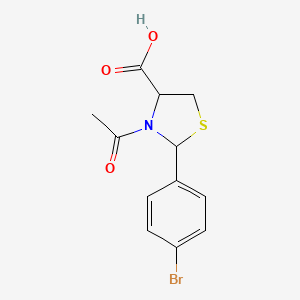 molecular formula C12H12BrNO3S B12302771 3-Acetyl-2-(4-bromophenyl)-1,3-thiazolidine-4-carboxylic acid 