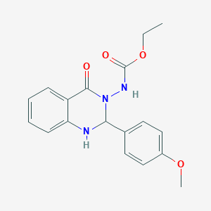 molecular formula C18H19N3O4 B1230325 N-[2-(4-METHOXYPHENYL)-4-OXO-1,2,3,4-TETRAHYDROQUINAZOLIN-3-YL]ETHOXYFORMAMIDE 