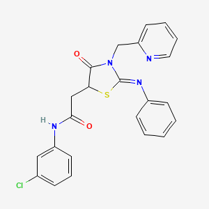 N-(3-chlorophenyl)-2-[4-oxo-2-phenylimino-3-(2-pyridinylmethyl)-5-thiazolidinyl]acetamide