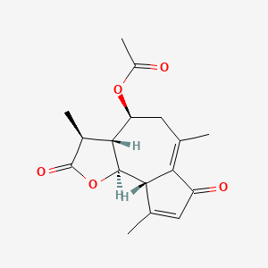 molecular formula C17H20O5 B12303738 3,6,9-trimethyl-2,7-dioxo-2H,3H,3aH,4H,5H,7H,9aH,9bH-azuleno[4,5-b]furan-4-yl acetate CAS No. 5989-43-5