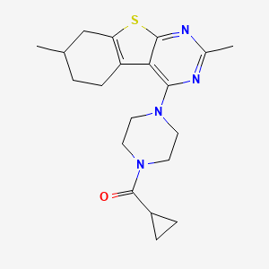 molecular formula C20H26N4OS B1230374 Cyclopropyl-[4-(2,7-dimethyl-5,6,7,8-tetrahydro-[1]benzothiolo[2,3-d]pyrimidin-4-yl)-1-piperazinyl]methanone 