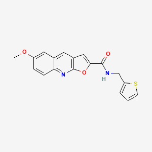molecular formula C18H14N2O3S B1230381 6-methoxy-N-(thiophen-2-ylmethyl)-2-furo[2,3-b]quinolinecarboxamide 