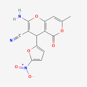 2-amino-7-methyl-4-(5-nitro-2-furanyl)-5-oxo-4H-pyrano[3,2-c]pyran-3-carbonitrile