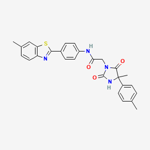 molecular formula C27H24N4O3S B1230433 N-[4-(6-methyl-1,3-benzothiazol-2-yl)phenyl]-2-[4-methyl-4-(4-methylphenyl)-2,5-dioxo-1-imidazolidinyl]acetamide 